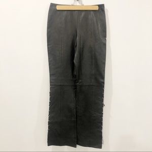 Cache Size 8 Black Lace Up 100% Leather Pants